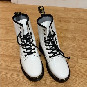 Dr. Martens White Patent Leather Combat Boots